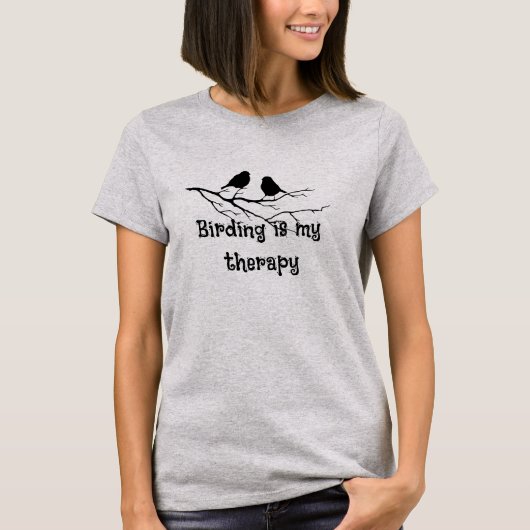 鳥は私の癒し 楽しい野鳥観察 バードウォッチング Tシャツ (正面)