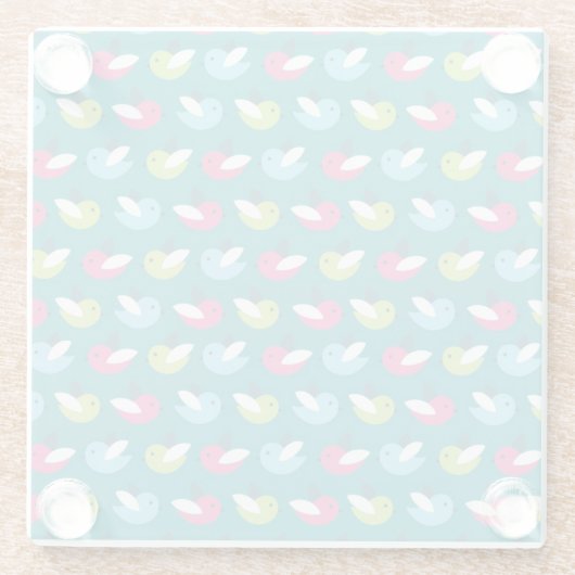 鳥は青を模造します ガラスコースター (裏面)