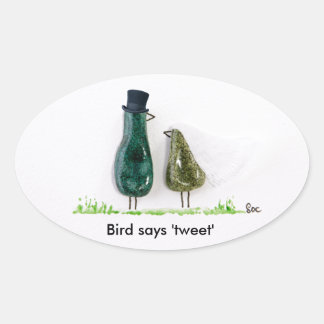 鳥は「さえずり」と鳴く 楕円形シール