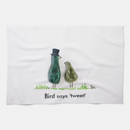 鳥は「ツイート」と言う キッチンタオル (横)