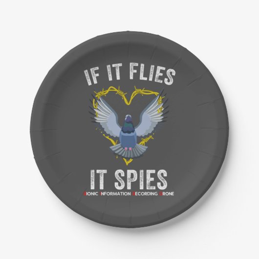 鳥もしがドロンじゃなくてスパイが飛び実在おもしろいる ペーパープレート (正面)