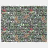 鳥やリスが住む森 フリースブランケット (正面(横))