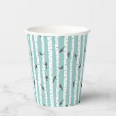 鳥や木で模様を描く 紙コップ (正面)