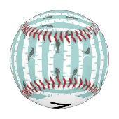 鳥や木のあるモノグラムの模様 野球ボール (裏面)