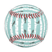 鳥や木のあるモノグラムの模様 野球ボール (正面)