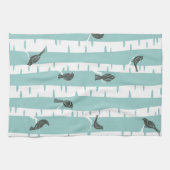 鳥や木の模様 キッチンタオル (横)