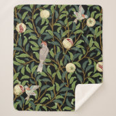 鳥や果実の海のある葉のヴィンテージの鳥 シェルパブランケット (正面)