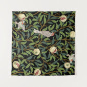 鳥や果実の海のある葉のヴィンテージの鳥 タペストリー (正面(横))