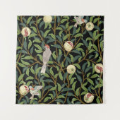 鳥や果実の海のある葉のヴィンテージの鳥 タペストリー (正面)