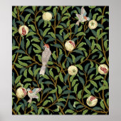 鳥や果実の海のある葉のヴィンテージの鳥 ポスター (正面)
