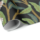 鳥や果実の海のある葉のヴィンテージの鳥 ラッピングペーパー (ロールコーナー)