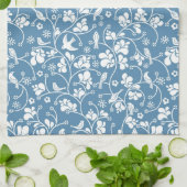 鳥や植物のオーナメント キッチンタオル (折り畳み)