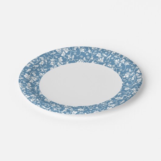 鳥や植物のオーナメント ペーパープレート (アングル)