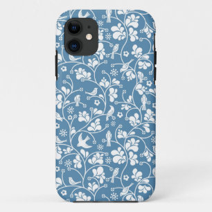 鳥や植物のオーナメント iPhone 11 ケース