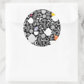 鳥や盃の模様 ラウンドシール (バッグ)