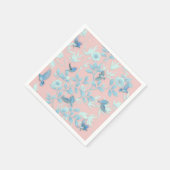 鳥や花が咲くピンクの背景 スタンダードカクテルナプキン (角)