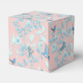 鳥や花が咲くピンクの背景 フェイバーボックス (裏面サイド)