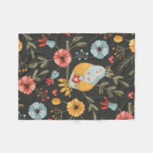 鳥や花の美しいテクスチエレガントャ フリースブランケット (正面(横))