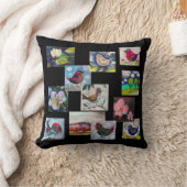 鳥や花を乗せたピロン クッション (ブランケット)