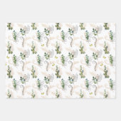 鳥や蜂、蝶が咲く庭の葉 ラッピングペーパーシート (正面3)