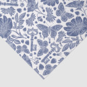 鳥や蝶と青いフローラデザイン 薄葉紙 (詳細)