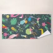 鳥や飲み物とシームレスな熱帯パターン1 バスタオル (バスタオル)