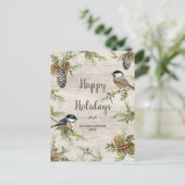 鳥をテーマにしたハッピーホリデーカスタムズ家族写真 ポストカード (スタンド正面)