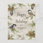 鳥をテーマにしたハッピーホリデーカスタムズ家族写真 ポストカード (正面)