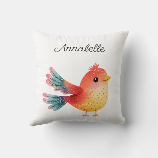 鳥をテーマにした赤ちゃんシャワーかわいい水色 クッション (裏面)