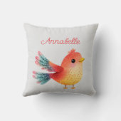 鳥をテーマにした赤ちゃんシャワーかわいい水色 クッション (裏面)