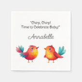 鳥をテーマにした赤ちゃんシャワーかわいい水色 スタンダードカクテルナプキン (正面)