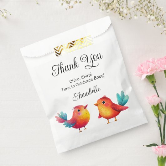 鳥をテーマにした赤ちゃんシャワーかわいい水色 フェイバーバッグ (封をした状態)