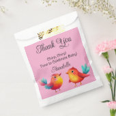 鳥をテーマにした赤ちゃんシャワーかわいい水色 フェイバーバッグ (封をした状態)