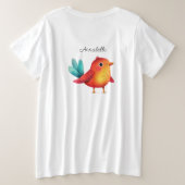 鳥をテーマにした赤ちゃんシャワーかわいい水色 プラスサイズTシャツ (デザイン裏面)