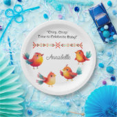 鳥をテーマにした赤ちゃんシャワーかわいい水色 ペーパープレート (パーティー)