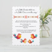 鳥をテーマにした赤ちゃんシャワーかわいい水色 招待状 (スタンド正面)