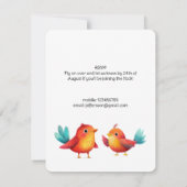 鳥をテーマにした赤ちゃんシャワーかわいい水色 招待状 (裏面)