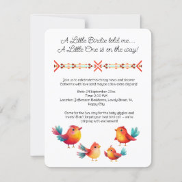 鳥をテーマにした赤ちゃんシャワーかわいい水色 招待状