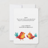 鳥をテーマにした赤ちゃんシャワーかわいい水色 招待状 (裏面)