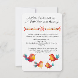 鳥をテーマにした赤ちゃんシャワーかわいい水色 招待状