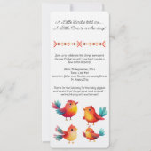 鳥をテーマにした赤ちゃんシャワーかわいい水色 招待状 (正面)