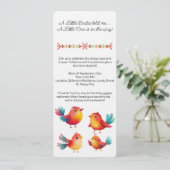 鳥をテーマにした赤ちゃんシャワーかわいい水色 招待状 (スタンド正面)