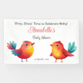 鳥をテーマにした赤ちゃんシャワーかわいい水色 横断幕 (横)