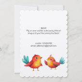 鳥をモチーフにしたベビーシャワー　かわいい水彩 招待状 (裏面)