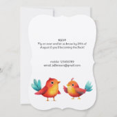 鳥をモチーフにしたベビーシャワー　かわいい水彩 招待状 (裏面)