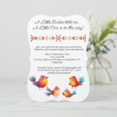 鳥をモチーフにしたベビーシャワー　かわいい水彩 招待状 (スタンド正面)