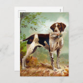 鳥を口に入れたハンター犬 シーズンポストカード (正面/裏面)