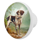 鳥を口に入れたハンター犬 セラミックノブ (右)