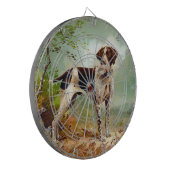 鳥を口に入れたハンター犬 ダーツボード (正面左)