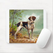 鳥を口に入れたハンター犬 マウスパッド (マウス)